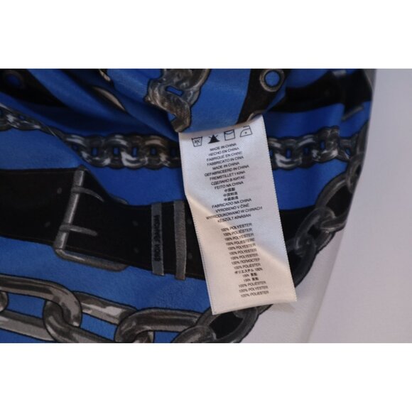 Michael Kors Women's Blue Black Chain Print Poncho Top Size L/XL Polyester Light - Picture 9 of 11